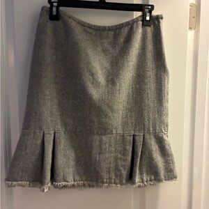 White House Black Market Gray A-Line Skirt with Fringe